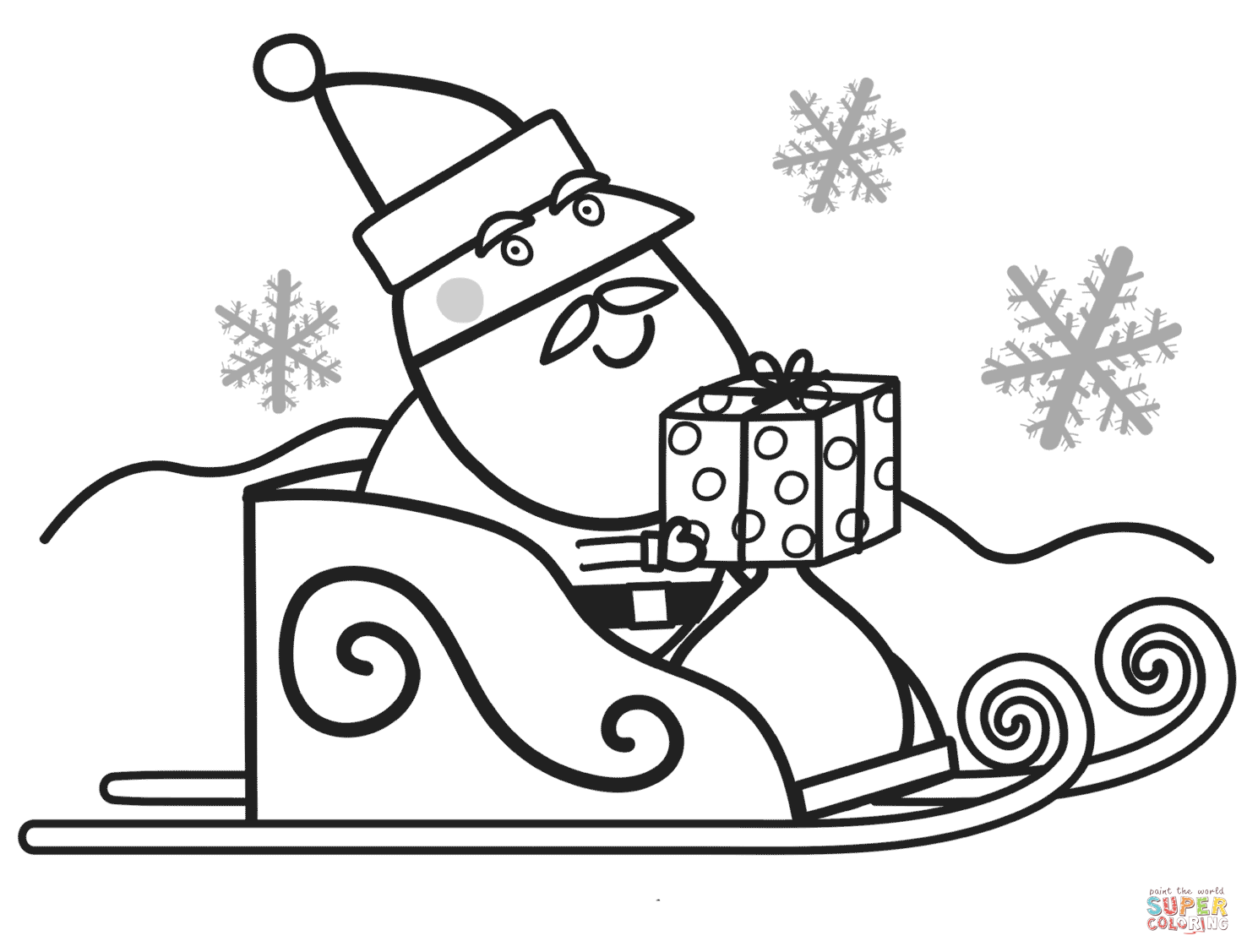 Santa with Gift Box for Peppa coloring page | Free Printable Coloring ...