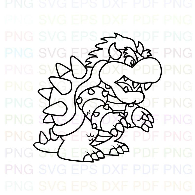 Bowser Super Mario Bros Outline Svg Stitch silhouette | Etsy Super ...