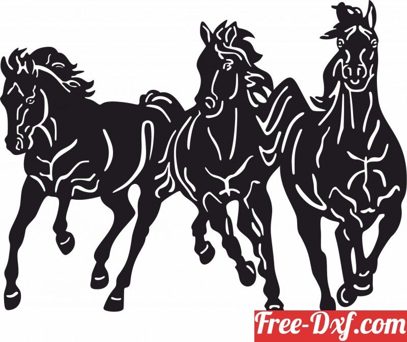 Horse Runing scene clipart DuZfE High quality free Dxf files, Svg, Cdr ...