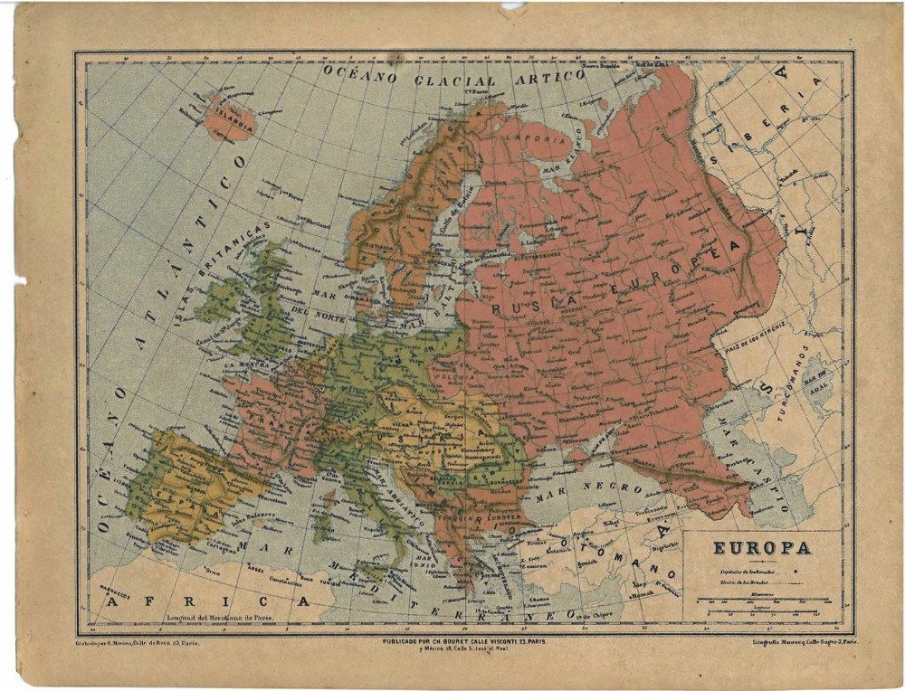 1878 Antique Map Of Europe Europe Map Map Antique Map Images