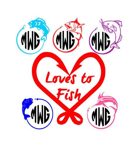 Download Fish Monogram Frame Silhouette SVG DXF and EPS by ...