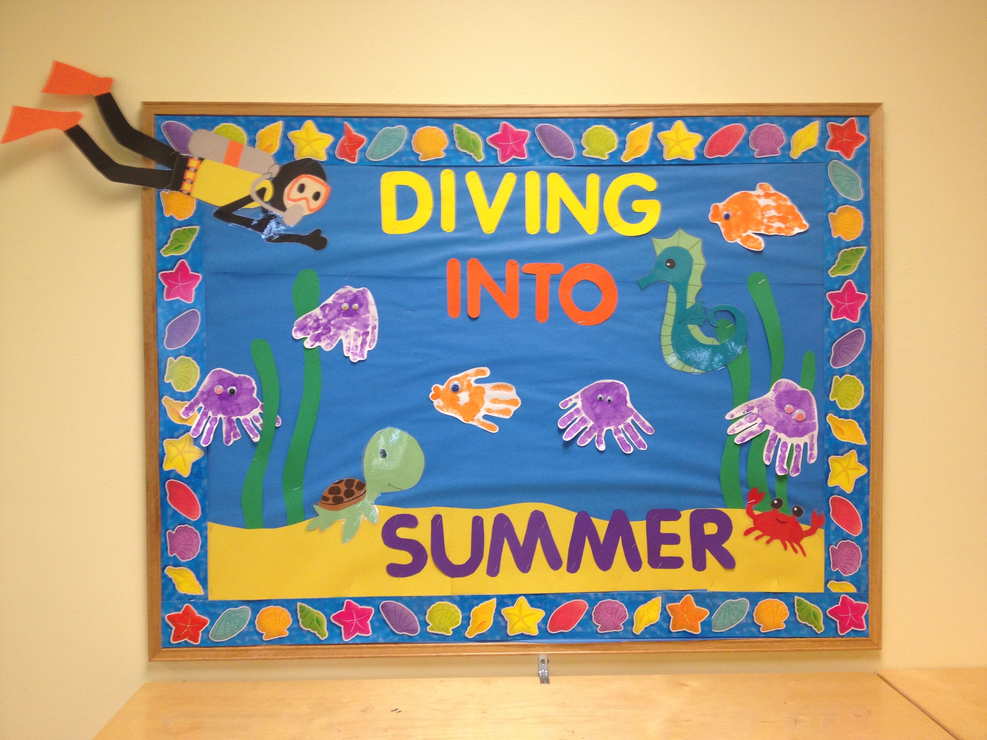 Diving into summer bulletin board! Soft Board Decoration, Class ...