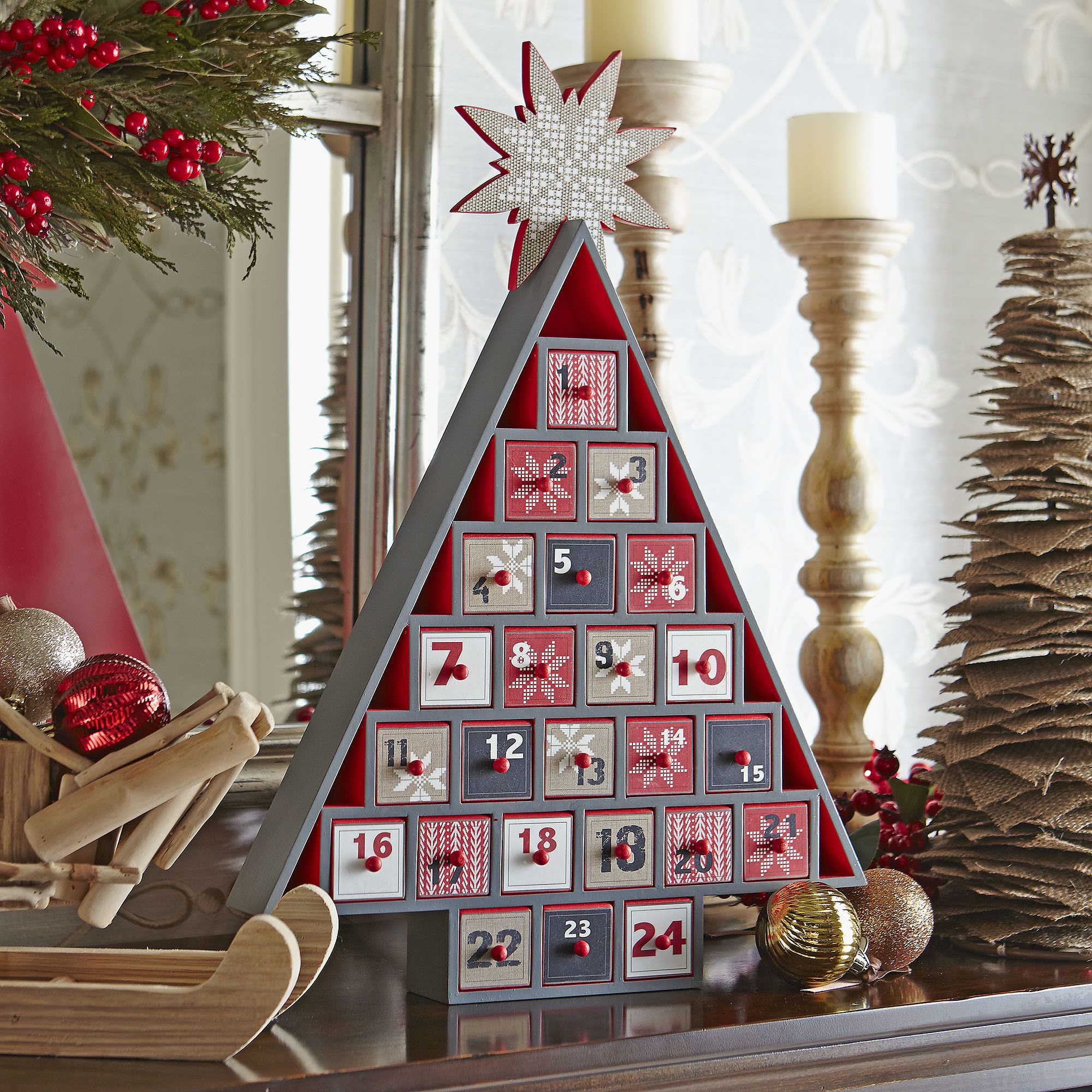 Advent Calendar Tree | Christmas tree advent calendar, Wood advent ...