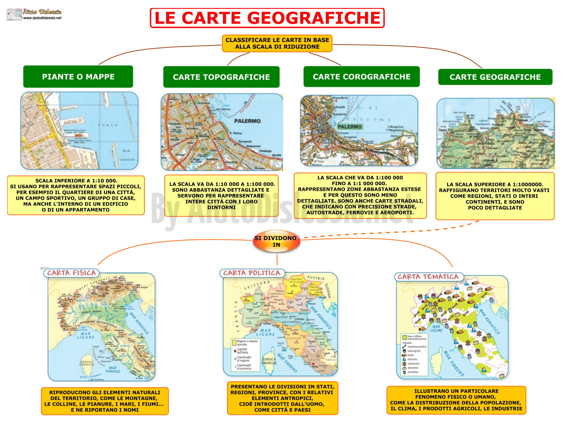 Classe terza geografia le carte geografiche mappe concettuali – Artofit