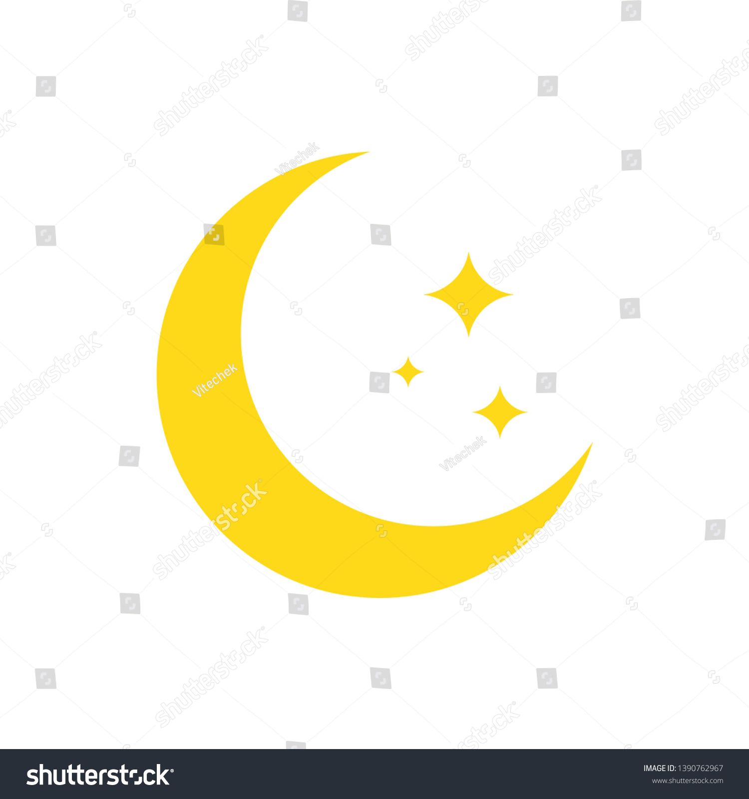 Night symbol of the moon with stars, vector on white background. # ...