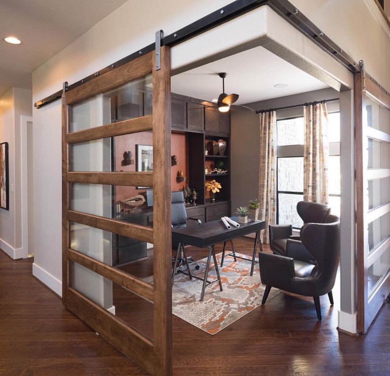 Glass Barn Doors Office Interior