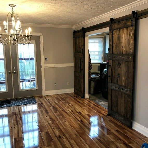 Interior Double Barn Door Package Double Doors Sliding | Etsy | Wood ...