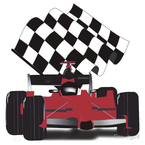 Red Race Car with Checkered Flag by Gravityx9 | Red race, Race cars ...