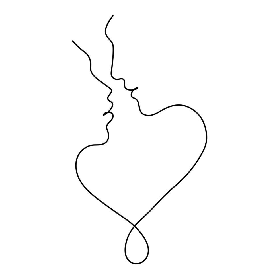 Couple In Love With Continuous Line Drawing Vector Illustration