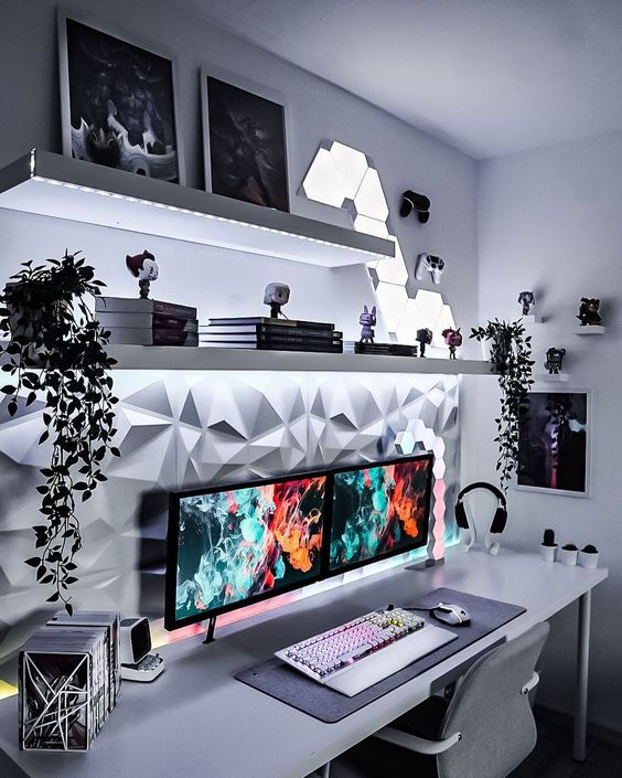 45 Awesome Aesthetic Gaming Setup Ideas | Displate Blog Computer Gaming ...