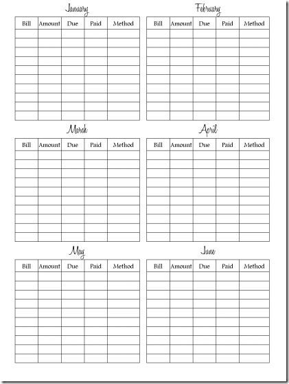 Believing Boldly: Monthly Bill Tracking–Free Printable | Bill ...