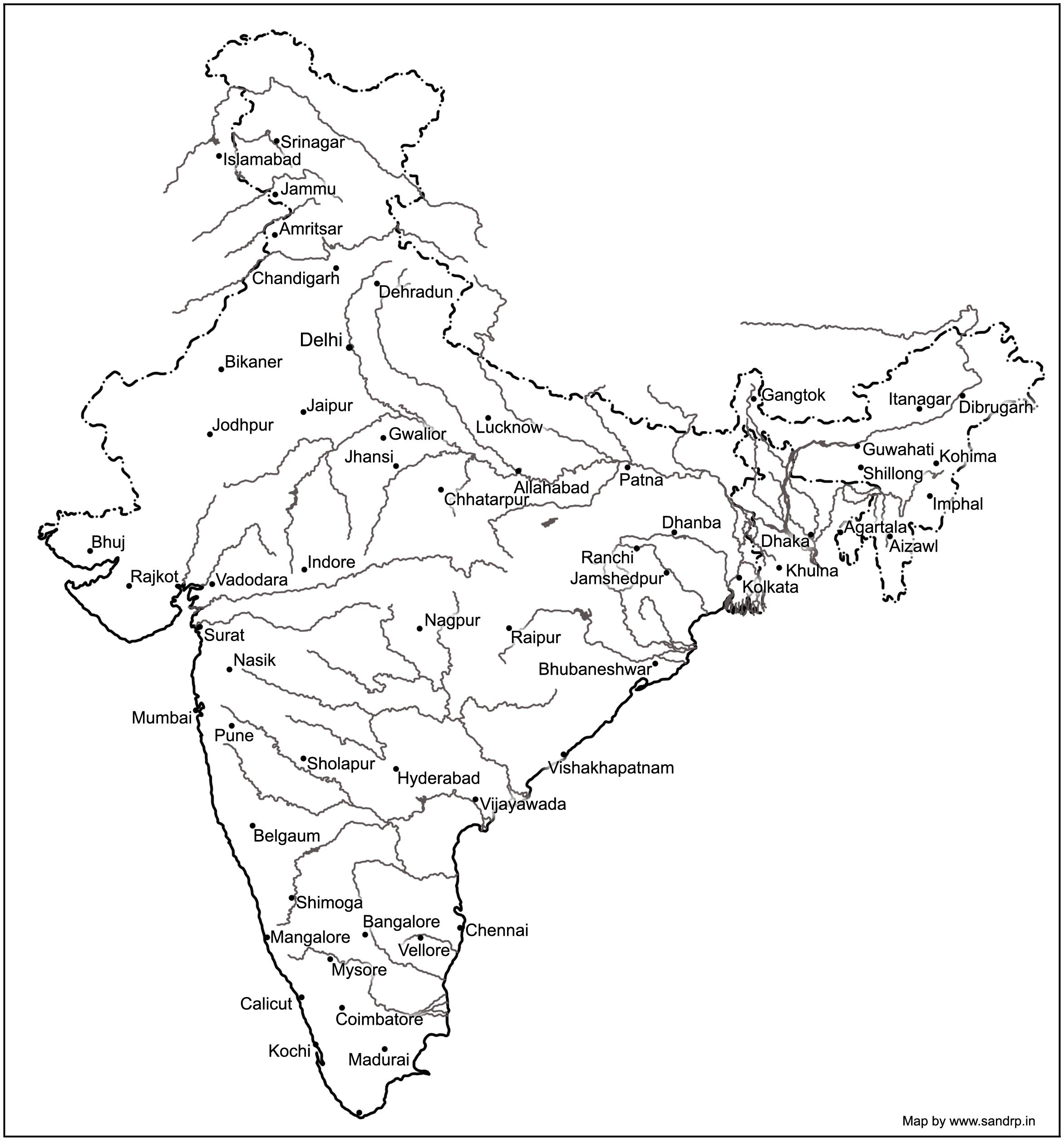 India River Map Outline - Middle East Political Map