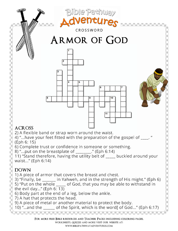 Bible crossword puzzle armor of god – Artofit