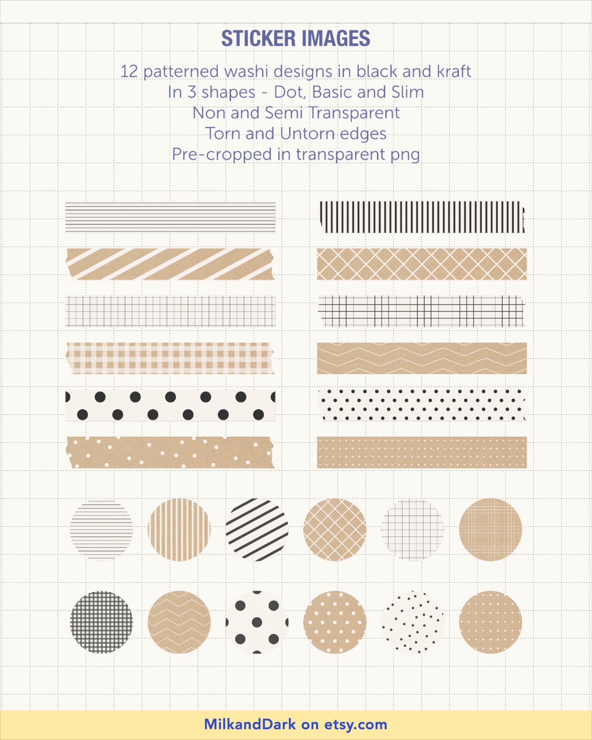 digital patterned dot washi functional planner stickers