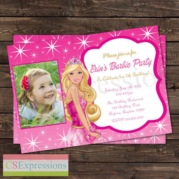 Barbie Photo Birthday Party Invitation | Photo birthday party ...