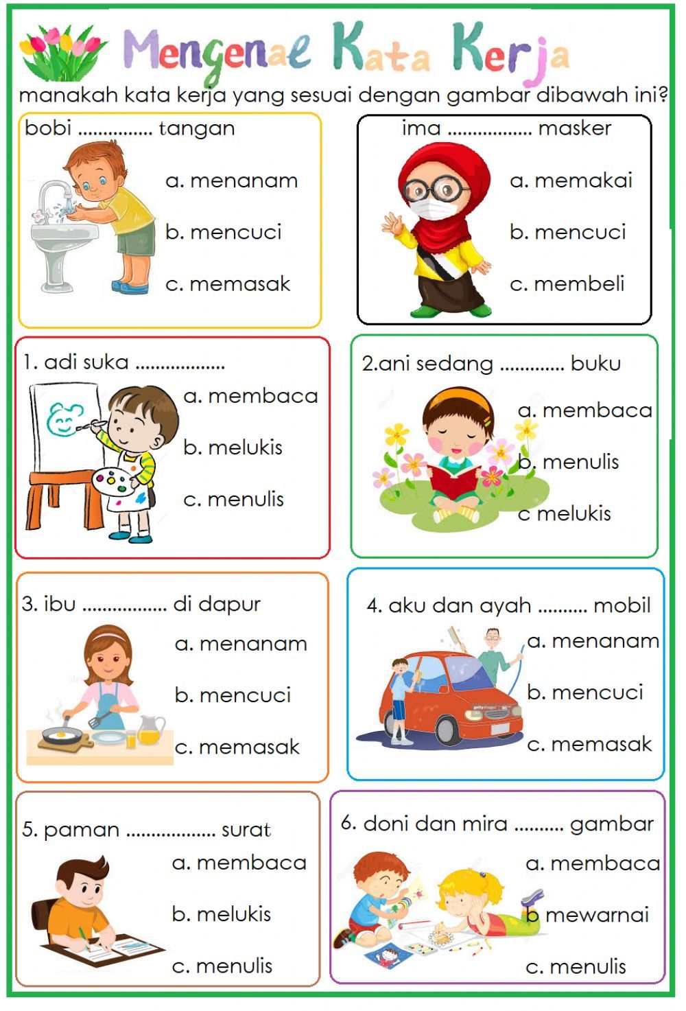 Mencocokkan gambar lembar kerja anak tk paud pdf download – Artofit