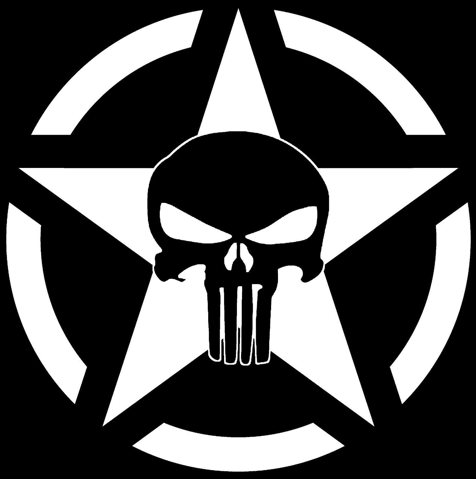 Military Star Jeep Punisher Skull Decal Vinyl Sticker Wrangler Rubicon ...