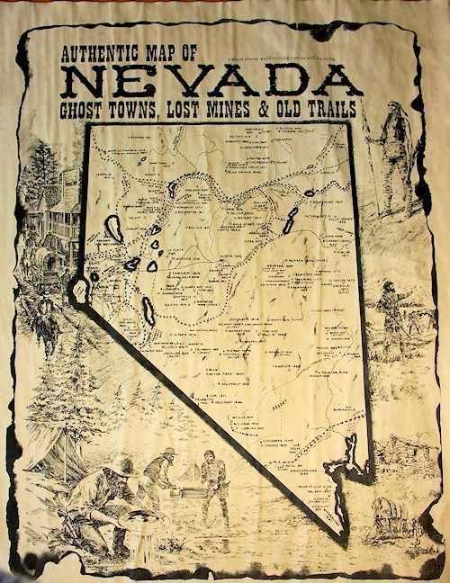 Nevada Ghost Towns, Lost Mines and Old Trails Map | Nevada ghost towns ...