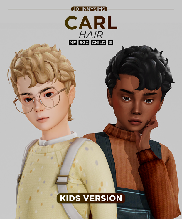 Carl Hair (Kids Ver.) | JohnnySims on Patreon | Sims 4 cc kids clothing ...