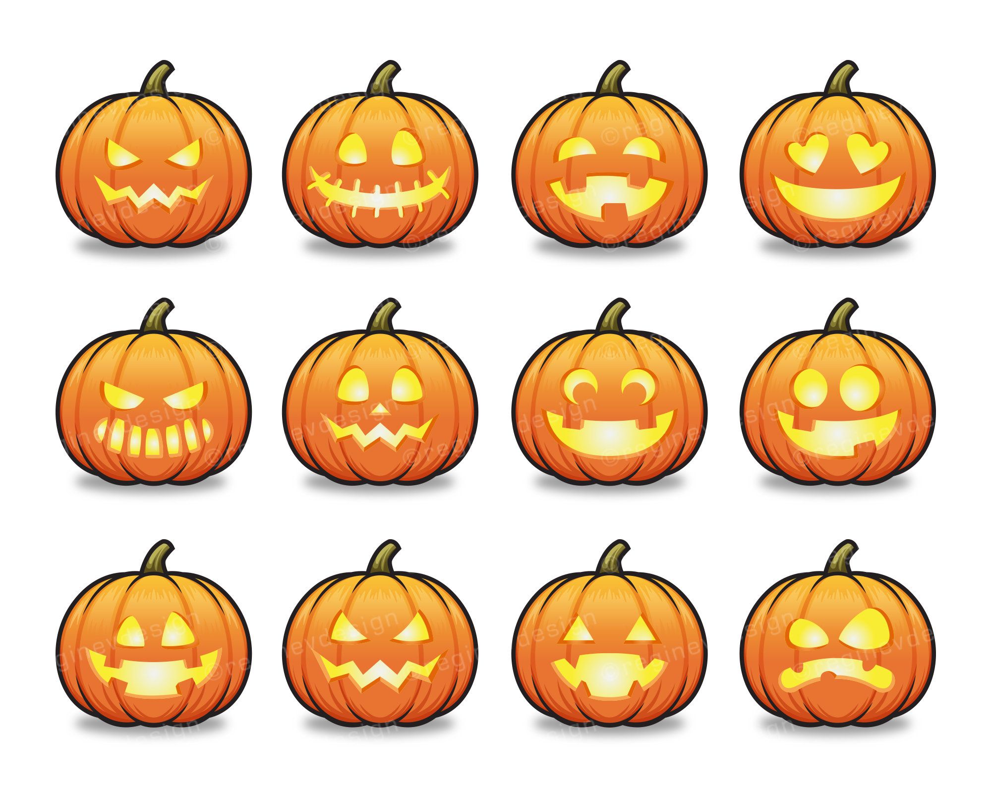 Halloween Jack O' Lantern Clipart Scary Pumpkin Cartoon - Etsy ...