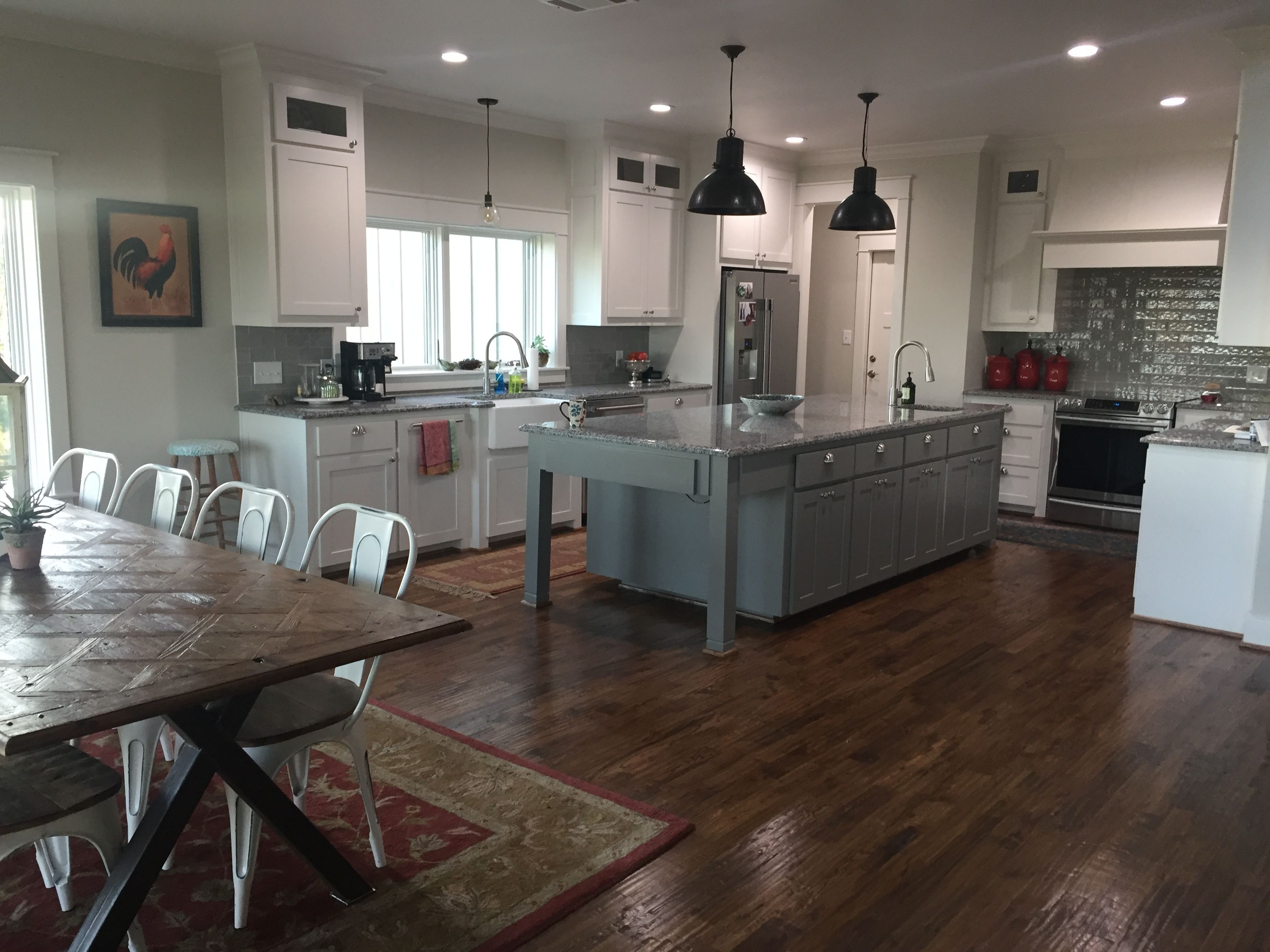 Dark grey on island with white cabinets. | New homes ...