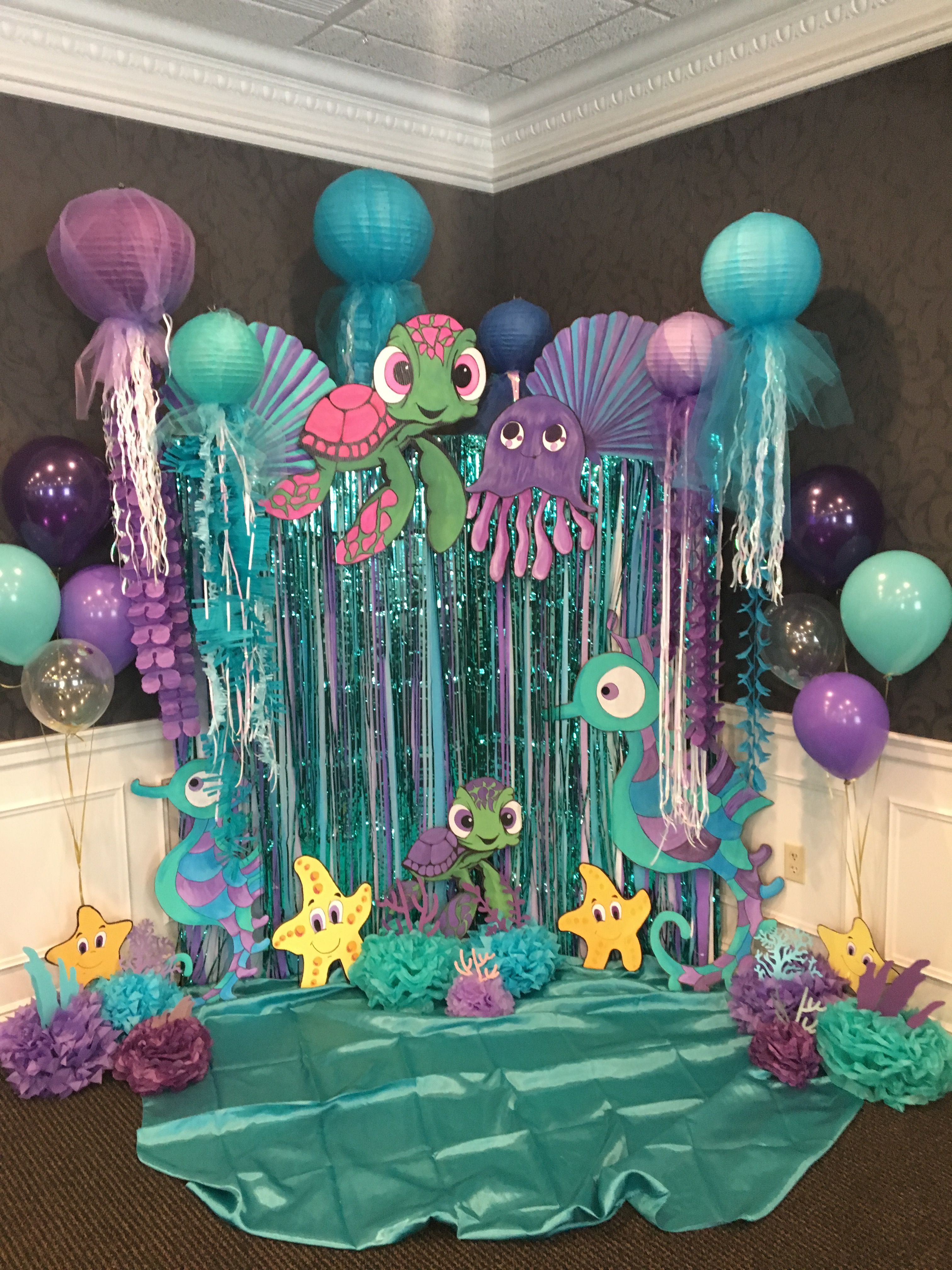 Mermaid party backdrop Mermaid theme birthday party, Mermaid party