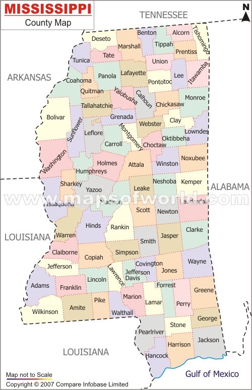 Printable Mississippi County Map