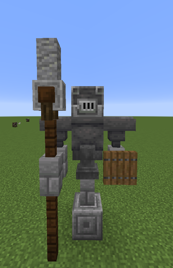 Statue idea: you can use blast furnaces as helmets and grindstones ...