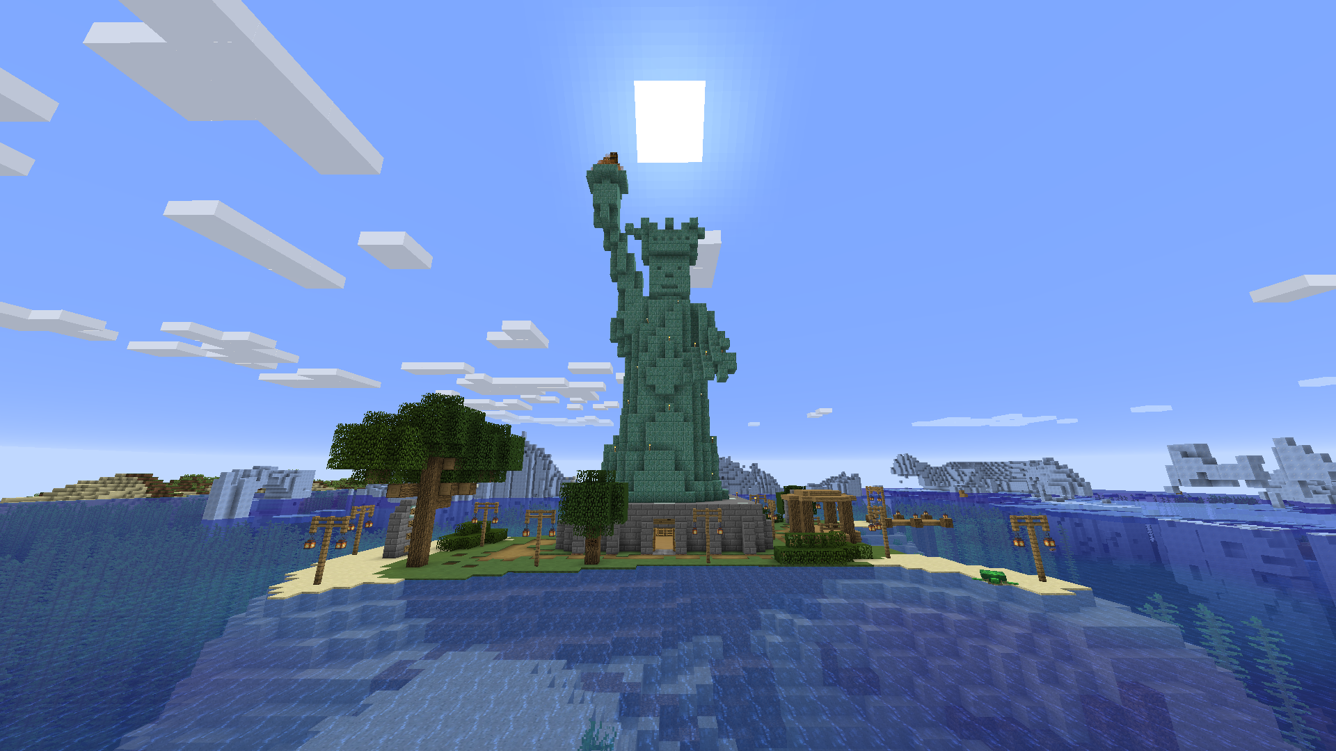 My statue of liberty. Took me about half a month in total. : r/Minecraft