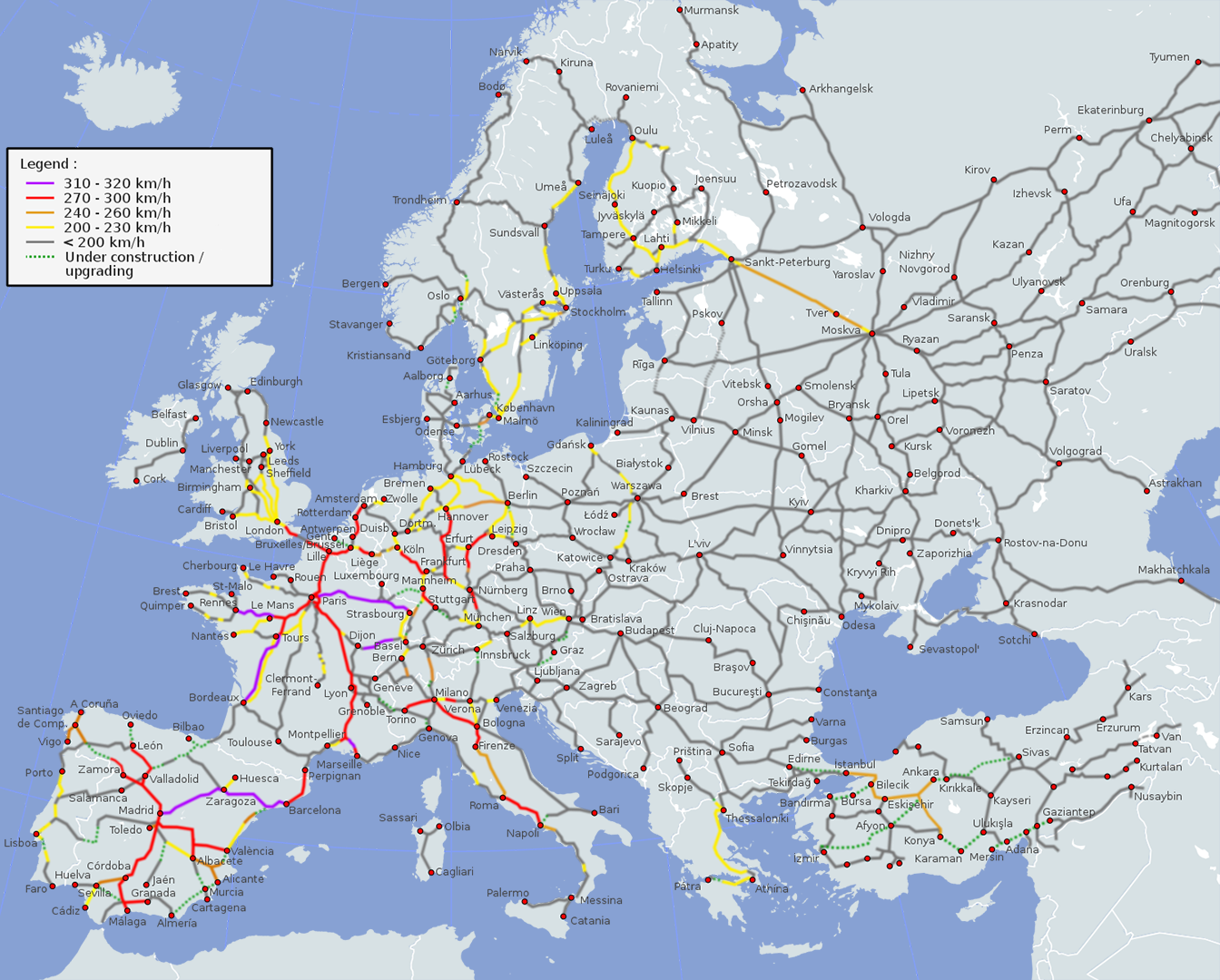 European high-speed rail network : r/MapPorn