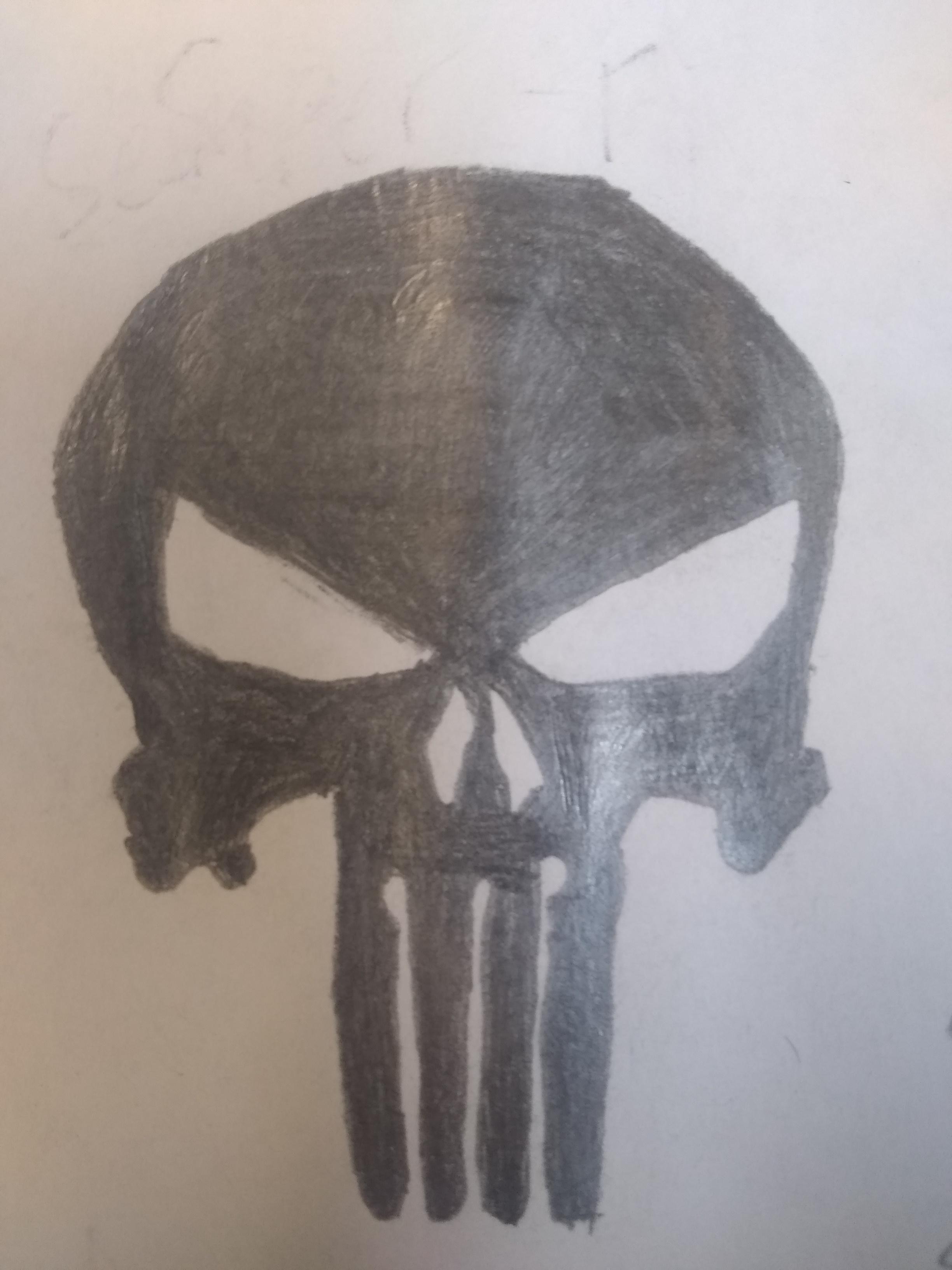 A Hand Drawn Punisher Skull, I put one on just about everything I own ...