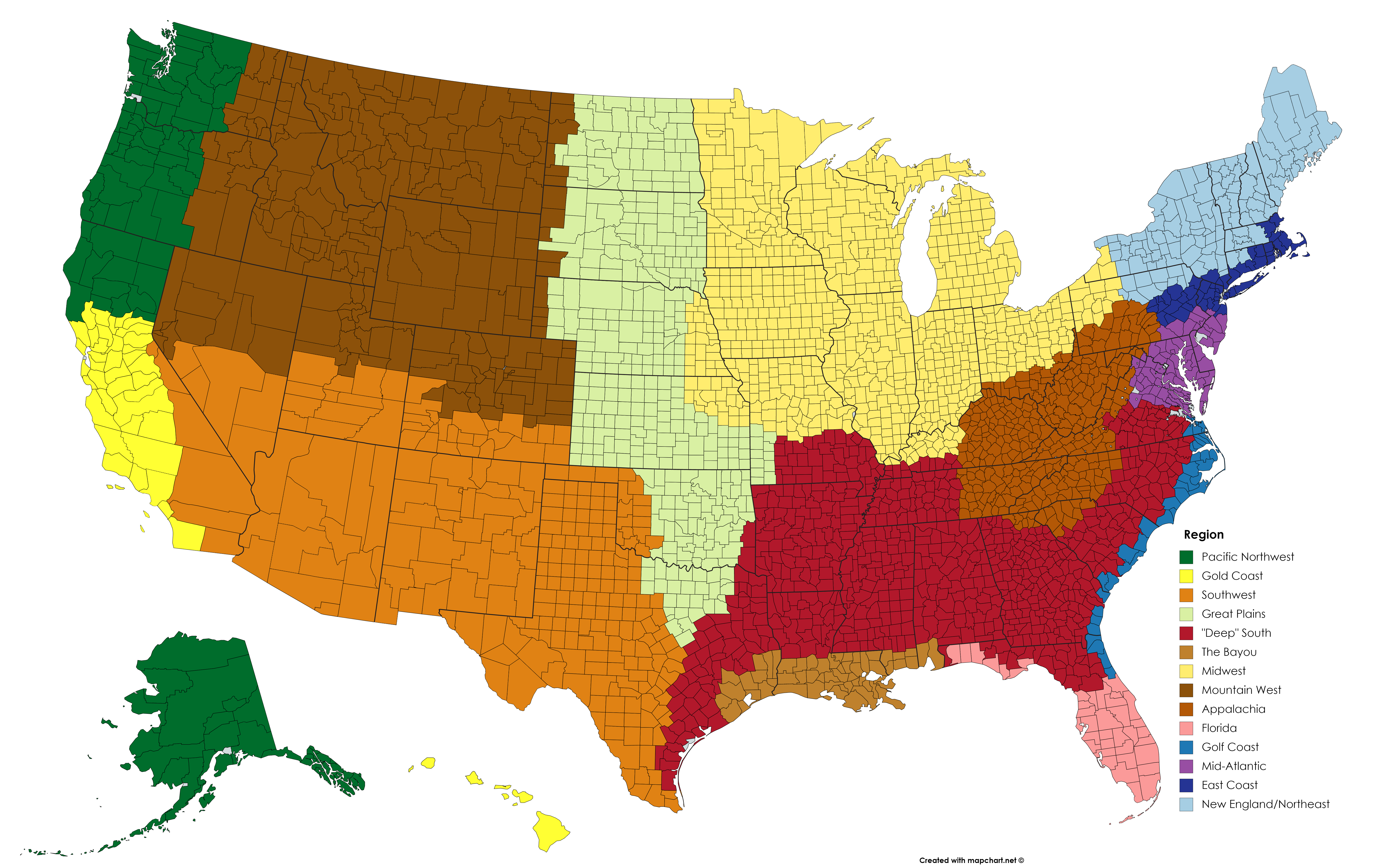 5 Regions Map Printable