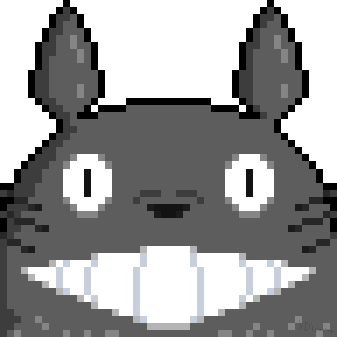 I made a pixelart of Totoro smiling : r/ghibli