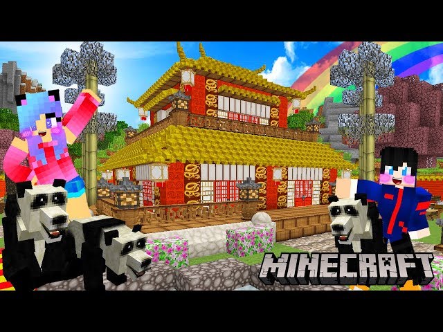 minecraft สร้างบ้านจีนเลี้ยงหมีแพนด้าสไตล์วินเทจ minecraft chinese house