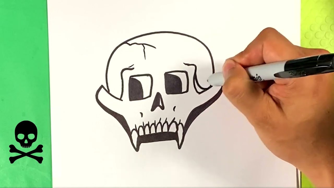 skull power how to draw beginners artist halloween - YouTube