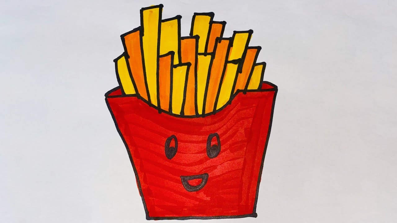 How to draw french fries in an easy way| french fries drawing step by ...