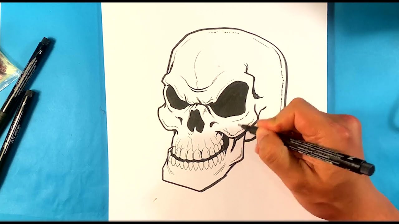 How to Draw COOL Angry Skull Drawing - Draw Tattoo Art - Drawing Step ...