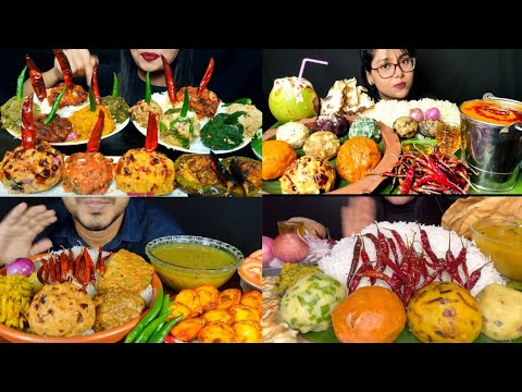 Mukbang ASMR Eating Bengoli thali || Different types of bharta ...