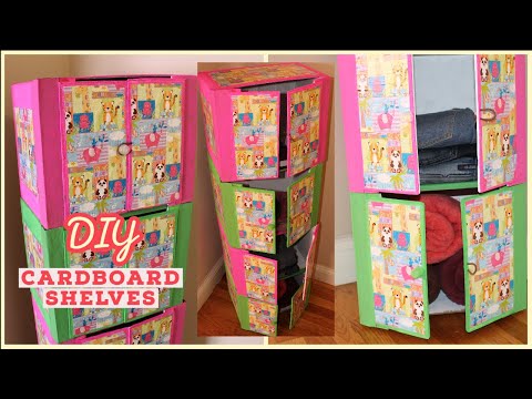 Easy Cardboard Closet / Organizer with door DIY - YouTube