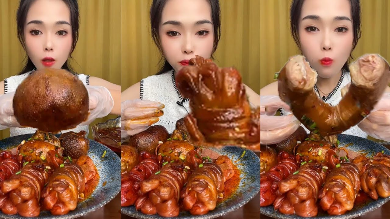 chinese mukbang eating so fast spicy food | large intestine，sheep belly ...