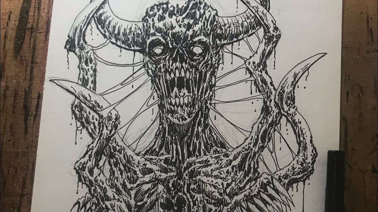 Draw a Death Metal Art Style T-Shirt Concept Design - YouTube