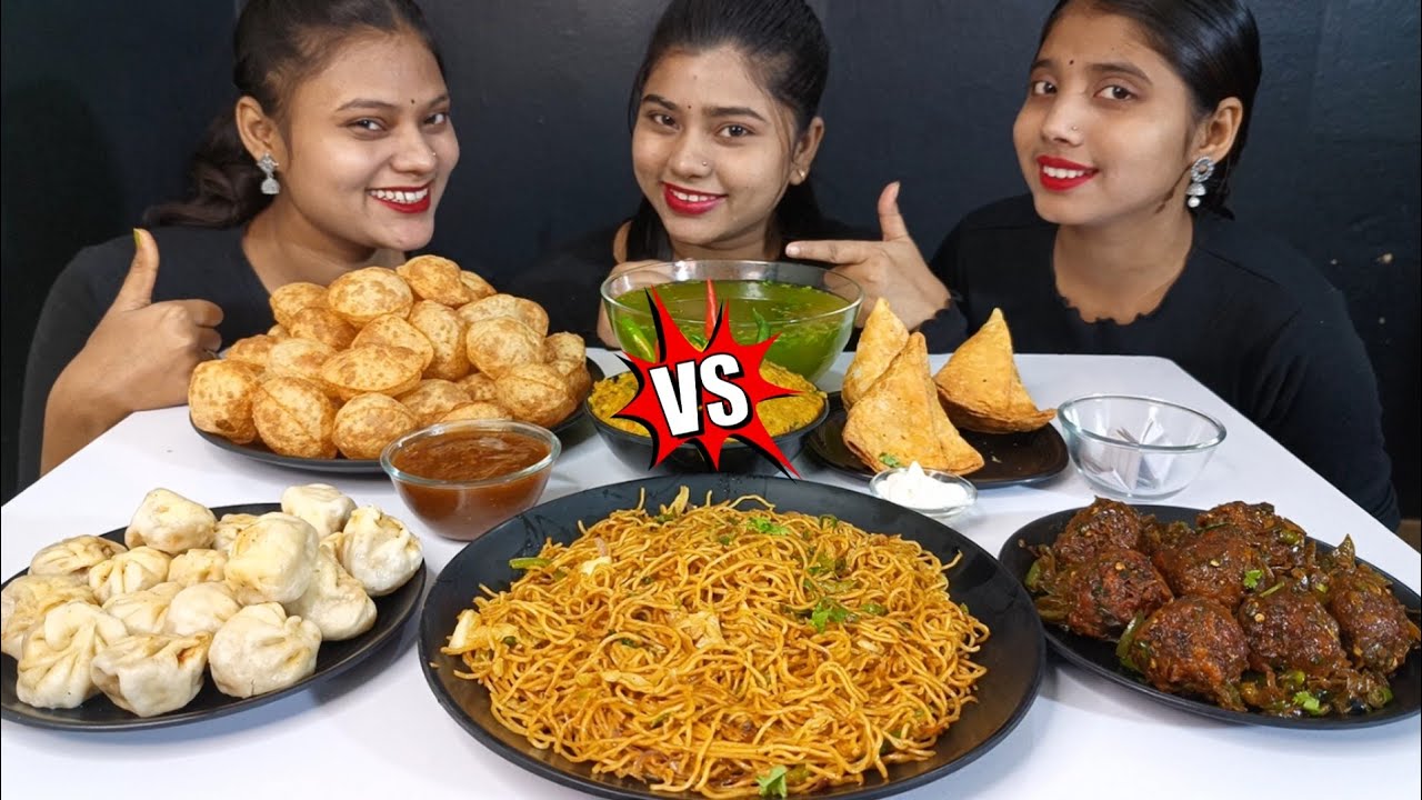 Blindfold Street Food Challenge | Momos, Golgappa, Spring Rolls, Chow ...