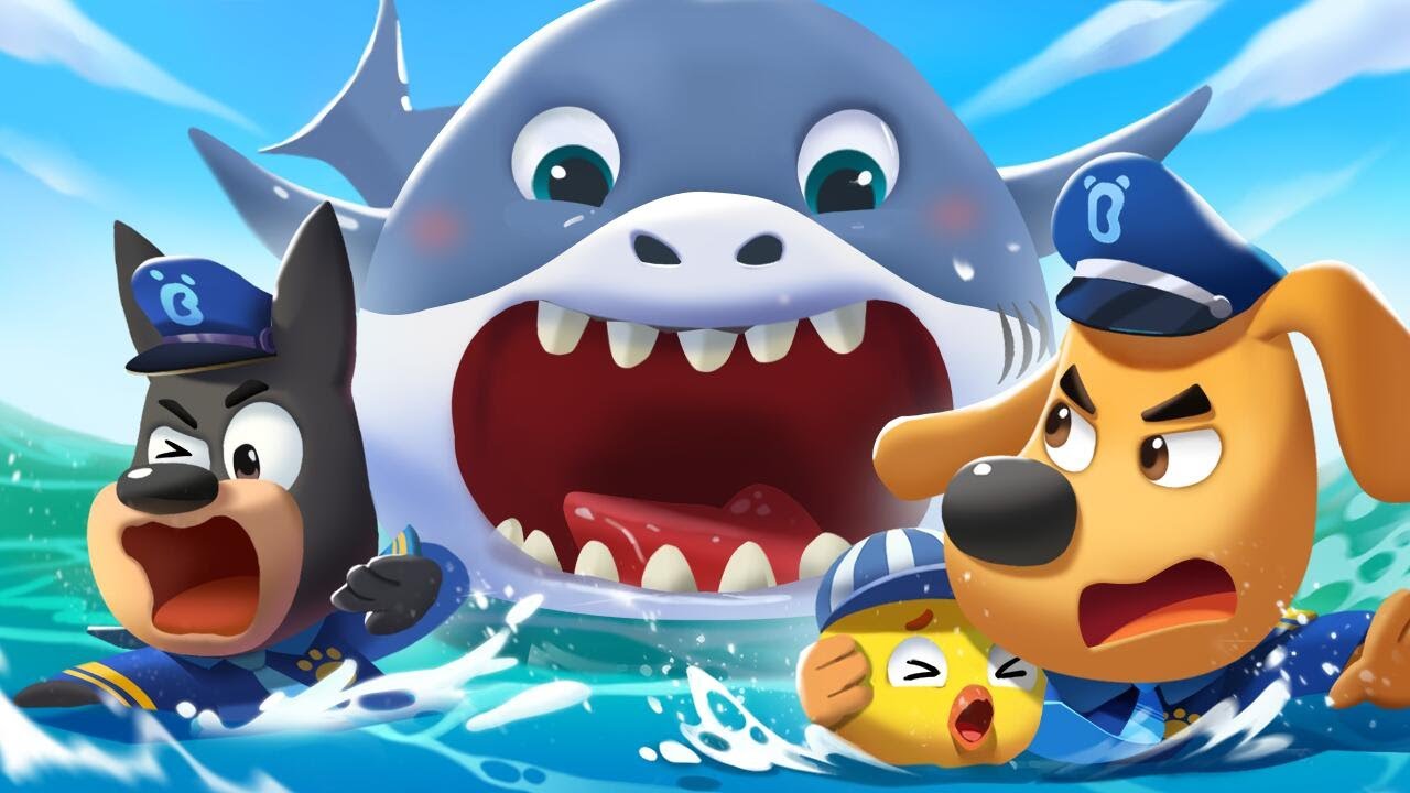 A Big Shark is Coming | Safety Cartoon | Police Cartoon | Sheriff ...