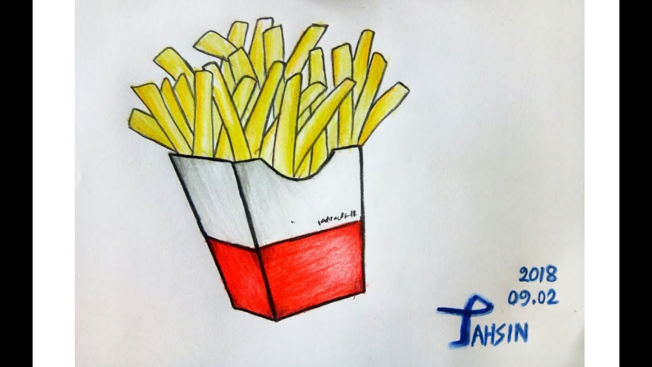 How to draw french fries step by step - YouTube