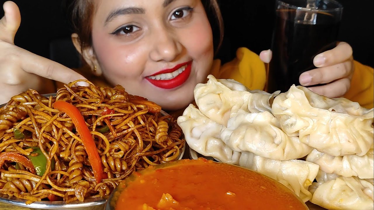 UNCUT MUKBANG‼️😉ll Eating Macaroni wali Chowmein , Momos🥟 with Spicy🔥 ...