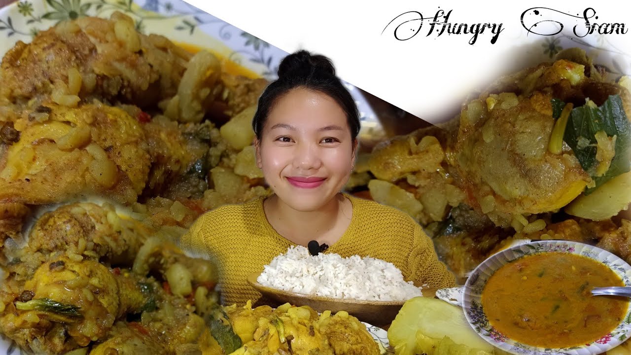 Chicken||Chayote||Pumpkin leave curry||Mukbang||Hungry Siam - YouTube