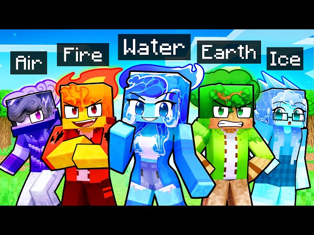 10 FRIENDS On One ELEMENTAL BLOCK In Minecraft! [7c789b]