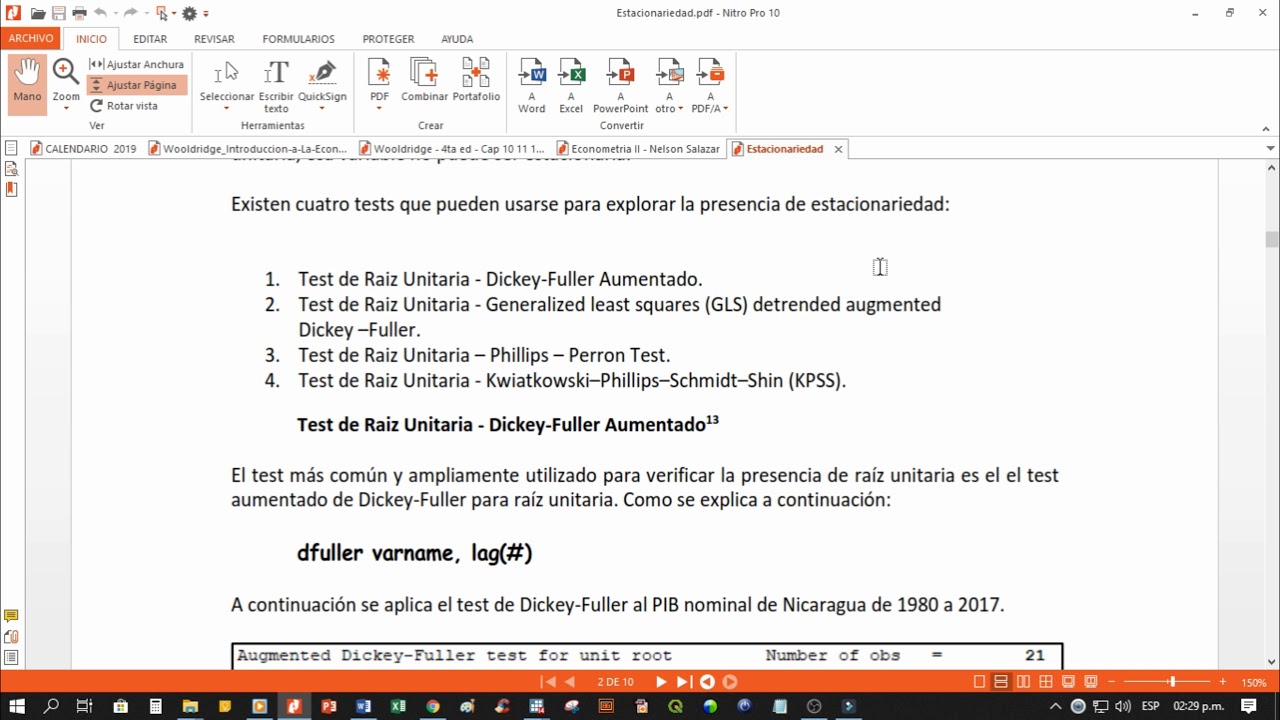 Test de Phillip Perron para Raiz Unitaria en Stata - YouTube