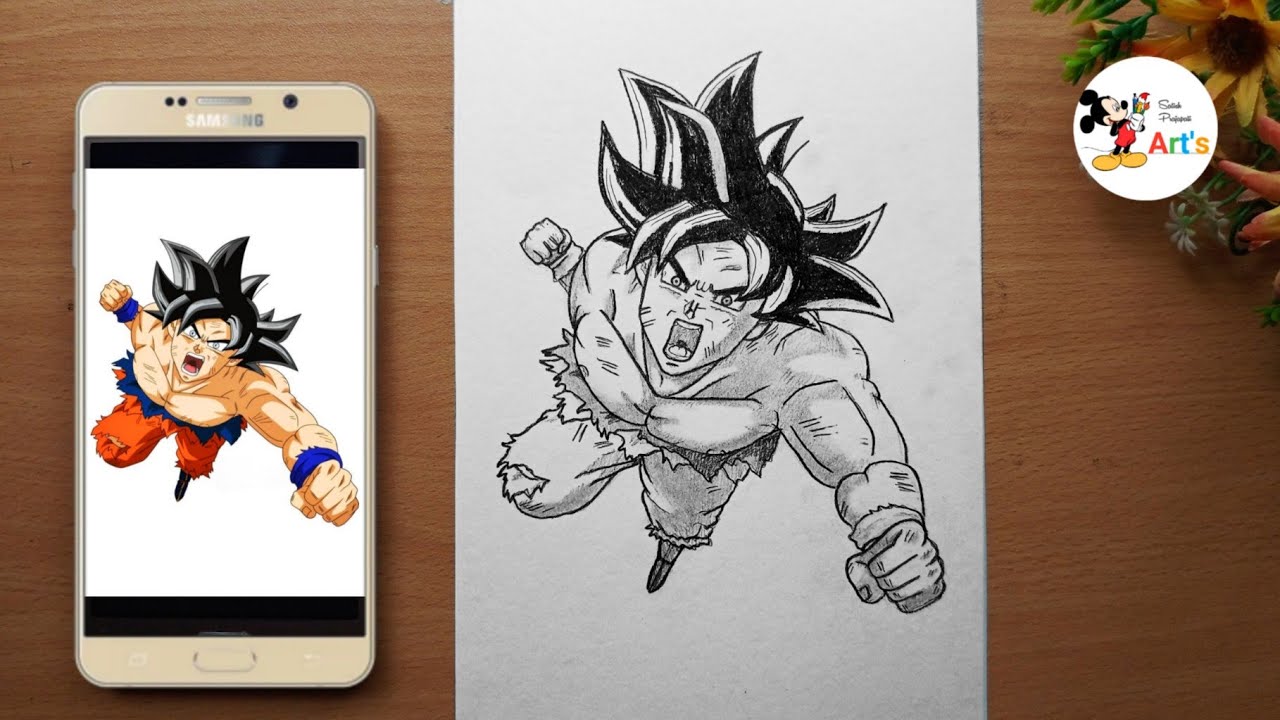 How to Draw Goku Super Saiyan Mode ( full body) || Goku Attacking Mode ...