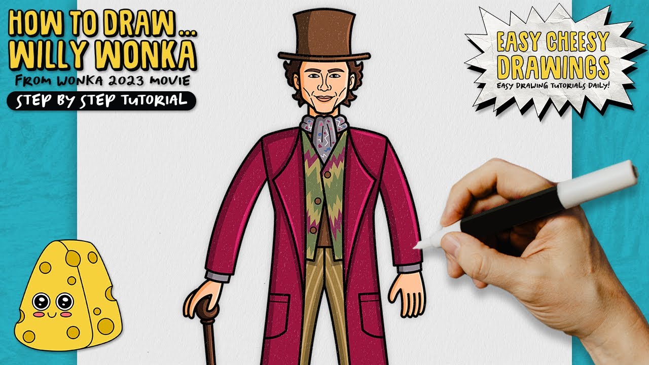 How to Draw WILLY WONKA 🎩🍫 (Wonka 2023 Movie) | Easy Step-By-Step ...